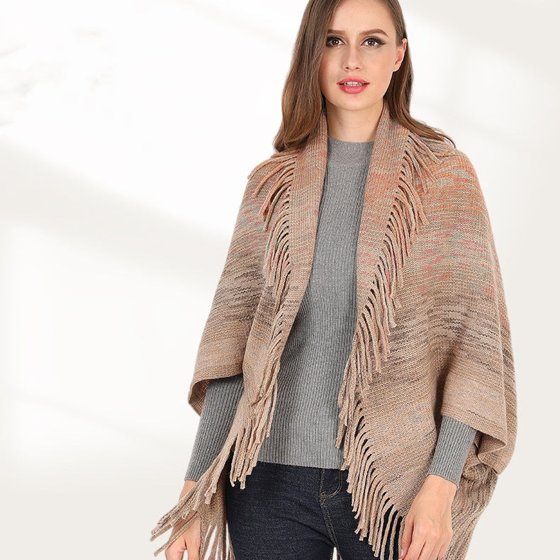Strella | Women's Knitted Tassel Shawl Wrap