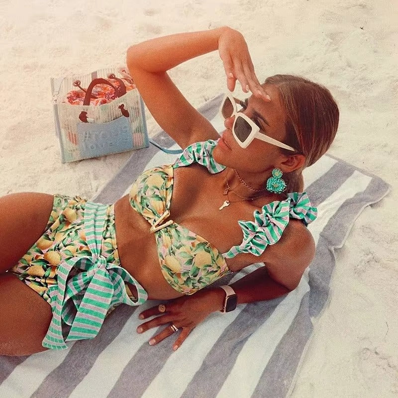 Silvia | Feminine Bikini With High Waist And Ruffles